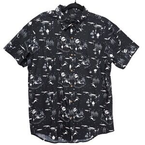 Gothic Spookycore Nightmare Before Christmas Allover Print Button Shirt Disney L